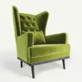 Мягкое кресло с ушами Фантазёр LUXE-8 (Зеленый 29) с каретной стяжкой, на высоких ножках, для отдыха и чтения книг. В гостиную, балкон, спальню и переговорную комнату.