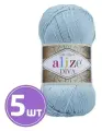 Пряжа для вязания крючком, спицами Alize Ализе Diva Silk effekt тонкая, микрофибра 100%, цвет 346 аква, 5 шт. по 100 г, 350 м