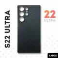 Тонкий карбоновый чехол на Samsung Galaxy S22 Ultra кевлар черный / Защитная накладка для Самсунг С22 Ультра, арамид