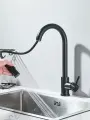 Кран смеситель для кухни с гибким изливом черный