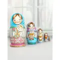 Матрешка деревянная детская развивающая игрушка Зайка с лялей 5 мест 11 см Орнамент