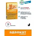 Адвокат, капли на холку от блох, чесоточных клещей и круглых гельминтов для кошек весом до 4 кг – 3 пипх0.4
