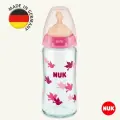 NUK FC+ Бутылочка из стекла 240 мл с латексной соской с отверстием М, 0-6 месяцев