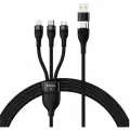 Кабель Baseus Flash Series II Two-for-three Charging Cable U+C to M+L+C 100W 1.2m Black (CASS030101)