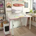 Компьютерный письменный стол, для школьника, Бело-розовый, для геймеров