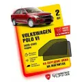 Каркасные шторки на магнитах для автомобиля Volkswagen Polo VI (Фольксваген Поло 6) лифтбек 2020-2022, автошторки на передние стекла, Cobra Tuning - 2 шт.