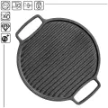 Чугунное грильное плато Brizoll, 32 см, двухстороннее, с ручками, черный
