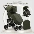 Детская прогулочная коляска Babalo future 2024 NEW Армейская зеленая, Рама белая, механическая спинка, сумка в комплекте