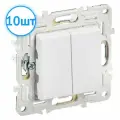 Механизм выключателя IEK SKANDY 2-клавишный 10А арктический белый SK-V04W SK-V20-0-10-K01 (комплект из 10 шт.)