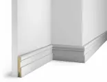 Плинтус AP28 под покраску, белый, с пазом под 20 молдинг, 80x16x2400 мм, МДФ Набор 4шт.