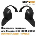 Подкрылки передние для Пежо Peugeot 307 (2001-2005) комплект 2 штуки левый+правый, локер, защита крыла