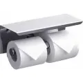 Двойной держатель для туалетной бумаги с полочкой для телефона в цвете хром, металл