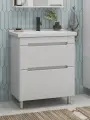 Тумба напольная SanStar Адель 70 с раковиной Миранда 70 (комплект) для ванной комнаты, белая