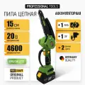 Пила цепная аккумуляторная Procraft PKA22Li (АКБ 20В 2Ач+ЗУ) 6' (15 см) (2 Шины+ 2 Цепи)