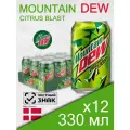 Mountain Dew Citrus Blast, 0.33 л, 12 шт, банка (газированный напиток Маунтин Дью классический, лимон и лайм, MNT DEW)