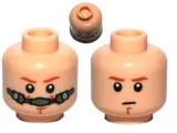 Minifigure, Head Dual Sided Dark Orange Eyebrows, Chin Dimple Determined / Breathing Apparatus Pattern (SW Obi-Wan), 3626pb0794 Light Nougat U