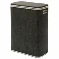 Корзина для белья Вamboo серая экокожа, кант хром, стандартная, Geralis, 67 л