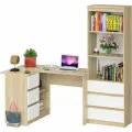 Стеллаж-комод СВК Мори МСТ1600 3 ящика и стол угловой компьютерный левый цвет дуб сонома/белый, 184,8х84,9х179,6 см.