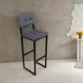 Стул барный металлический кухонный со спинкой (серый велюр)