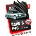 Дефлекторы боковых окон для BMW (БМВ) 3 седан (E46) 1998-2005, ветровики на двери автомобиля, Cobra Tuning