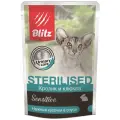 Корм влажный Blitz Sensitive Sterilised Cat для стерилизованных кошек (кролик и клюква) полнорационный, 24 шт