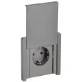 Розетка силовая штепсельная IEK / ИЭК FORTE&PIANO FP521, одноместная 16А 250В IP44, сталь, с заземлением, защитными шторками и крышкой, винтовое крепление, FP-R16-16-44-K46