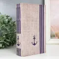 Шкатулка книга-сейф Якорь , дерево и искусственная кожа, с замком, 21 13 5 см