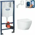 Инсталляция с унитазом комплект: унитаз подвесной Helmken 35103001, сиденье, инсталляция Grohe, диспенсер, кнопка смыва