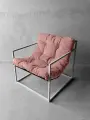 Кресло мягкое удобное для отдыха, уличное, на балкон, на веранду, в стиле лофт, минимализм, Комфи + велюр розовый