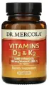 Dr. Mercola, витамины D3 и K2, 30 капсул
