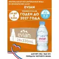 Evian 0,33 л (Эвиан) 24 шт, вода минеральная негазированная, Франция, пэт