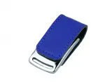 Кожаная флешка для нанесения логотипа с магнитным замком (128 Гб / GB USB 3.0 Синий/Blue 216 Флеш-карта Боцман)