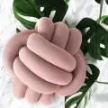 Подушка декоративная 45х45 пыльно-розового цвета. Большая подушка узел на пол, шар (0258)