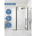 Душевая перегородка с подвижным стеклом Ulitka Walk In Rain 80+30х195 см, профиль черный, стекло прозрачное 8 мм