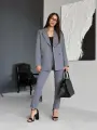 Костюм классический MATRESHKA_LOVE Комплект классический женский, зауженные брюки, деловой стиль, пиджак на пуговицах,, размер 44, серый
