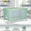 Манеж кровать детский BP01P Jovola I-Travel для новорожденных, 0-36 месяцев, с матрасом, 1 уровень, зеленый