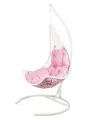 Подвесное кресло - качели Wind White  розовая подушка, со стойкой