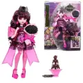 Кукла Monster High Дракулаура в платье для монстров на вечеринке с тематическими аксессуарами, такими как шоколадный фонтан