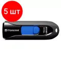 Комплект 5 штук, Флеш-память Transcend JetFlash 790, 16Gb, USB 3.1 G1, ч/син, TS16GJF790K