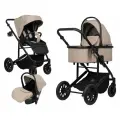 Коляска 3 в 1 для новорожденных всесезонная Farfello Соло Трио Комфорт/Sola Trio Comfort, экокожа бежевый