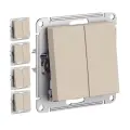 Выключатель электрический Systeme Electric Atlas Design 2-клавишный, 10А, 10 AX, Песочный ATN001251 - 5 шт.