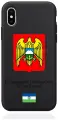 Черный силиконовый чехол для iPhone X/XS Герб Кабардино-Балкарской Республики