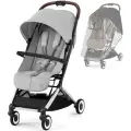 Cybex Orfeo 2024 компактная прогулочная коляска с дождевиком и бампером, цвет Fog Grey серый, шасси SLV, с рождения до 4 лет, для путешествий.
