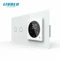 Двухклавишный сенсорный выключатель Livolo с терморегулятором (2-0)