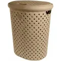 Корзина Plast Team Rattan для белья в ванную с крышкой плетеная пластик 42 л, (шоколадный мокко) 4087