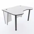 Игровой компьютерный стол Старк с полкой для монитора и тумбой, 140x90x75 см, белый с чёрной кромкой