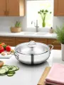 Кастрюля KORKMAZ серии Tombik из нержавеющей стали со стеклянной крышкой 3,6 л