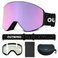 Горнолыжная магнитная маска OUTWIND Mist pink c 2-мя линзами и жестким защитный кейсом