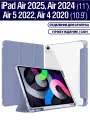 Чехол на Apple iPad Air 11 2025 (M3), Air 11 2024 (M2), Air 5 2022, Air 4 2020, с отделением для стилуса, из мягкого силикона (дымчато-фиолетовый)