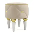 Пуфик Дубай Круглый на Высоких ножках Велюр бежевый / ножки - слоновая кость Djivani